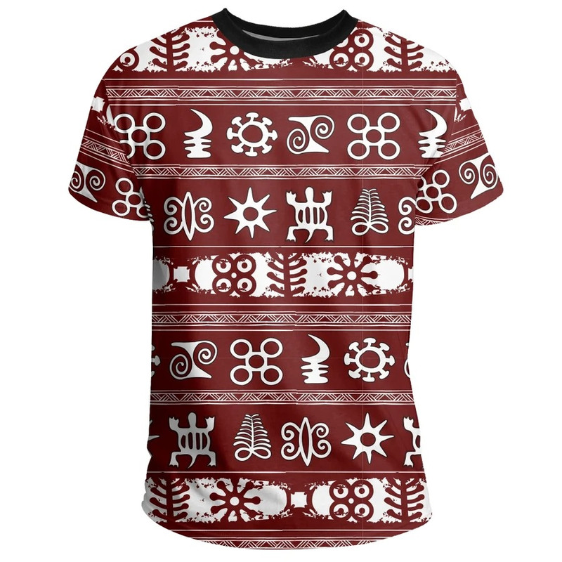 Red Adinkra Tee, African T-shirt For Men Women