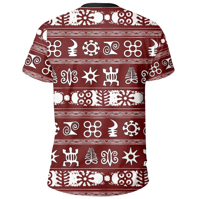 Red Adinkra Tee, African T-shirt For Men Women