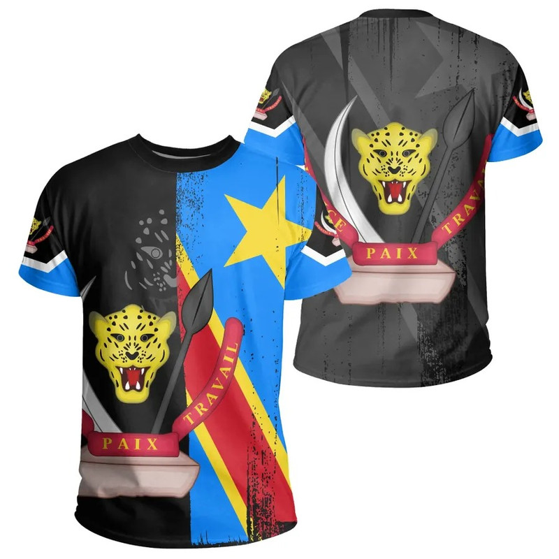 Democratic Republic of the Congo Flag Style Tee, African T-shirt For Men Women