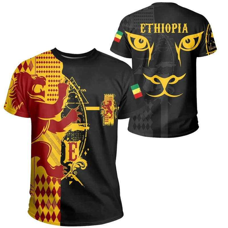 Ethiopia King Of Lion Tee Black, African T-shirt For Men Women