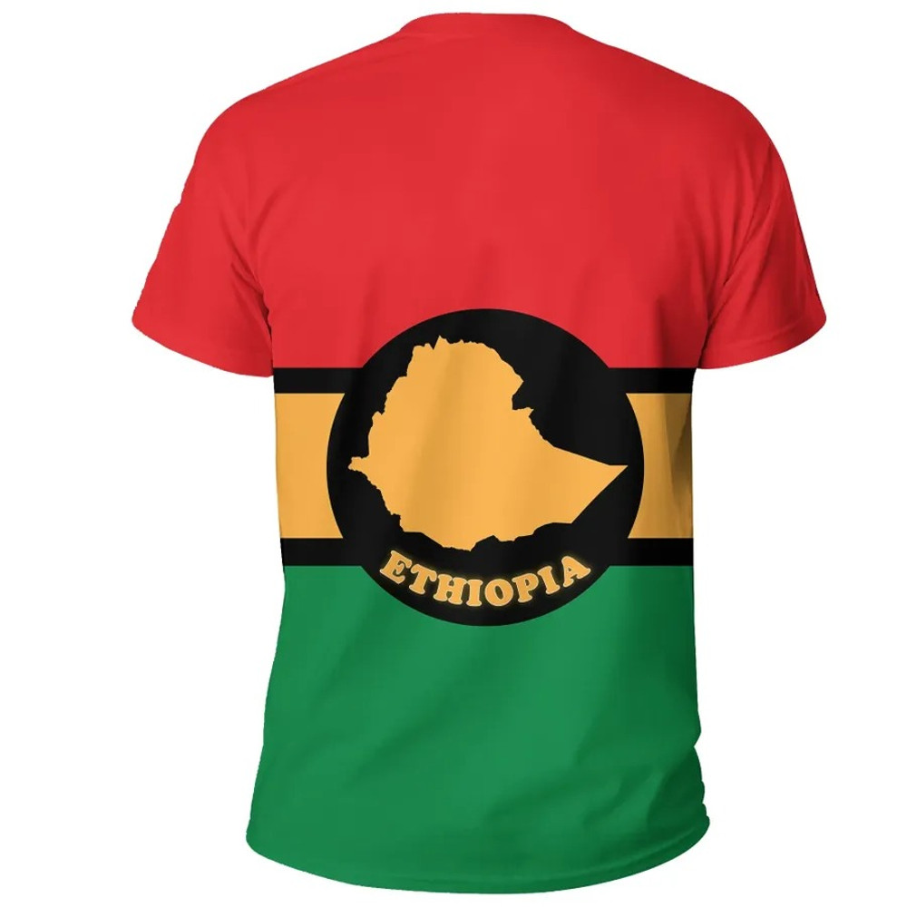 Personalized Ethiopia Flag Black T-shirt, African T-shirt For Men Women