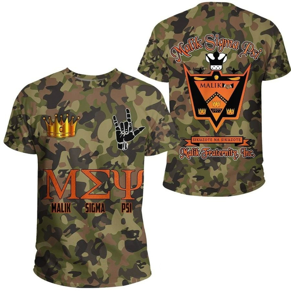 Malik Sigma Psi Camo T-shirt, African T-shirt For Men Women