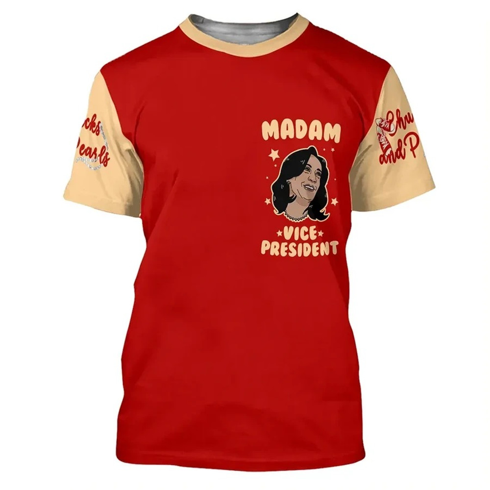 Madam Vice President Red Cream Tee 02, African T-shirt For Men Women