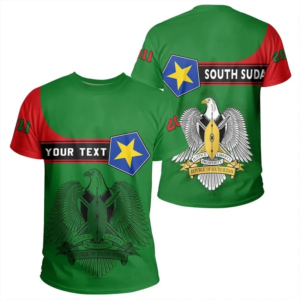 Custom South Sudan Tee Pentagon Style 02, African T-shirt For Men Women