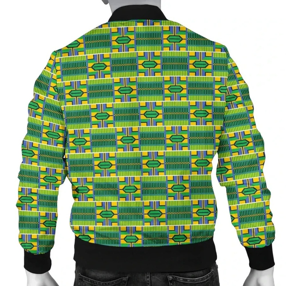 Kente Cloth - Verdurous Bomber Jacket, African Bomber Jacket For Men Women