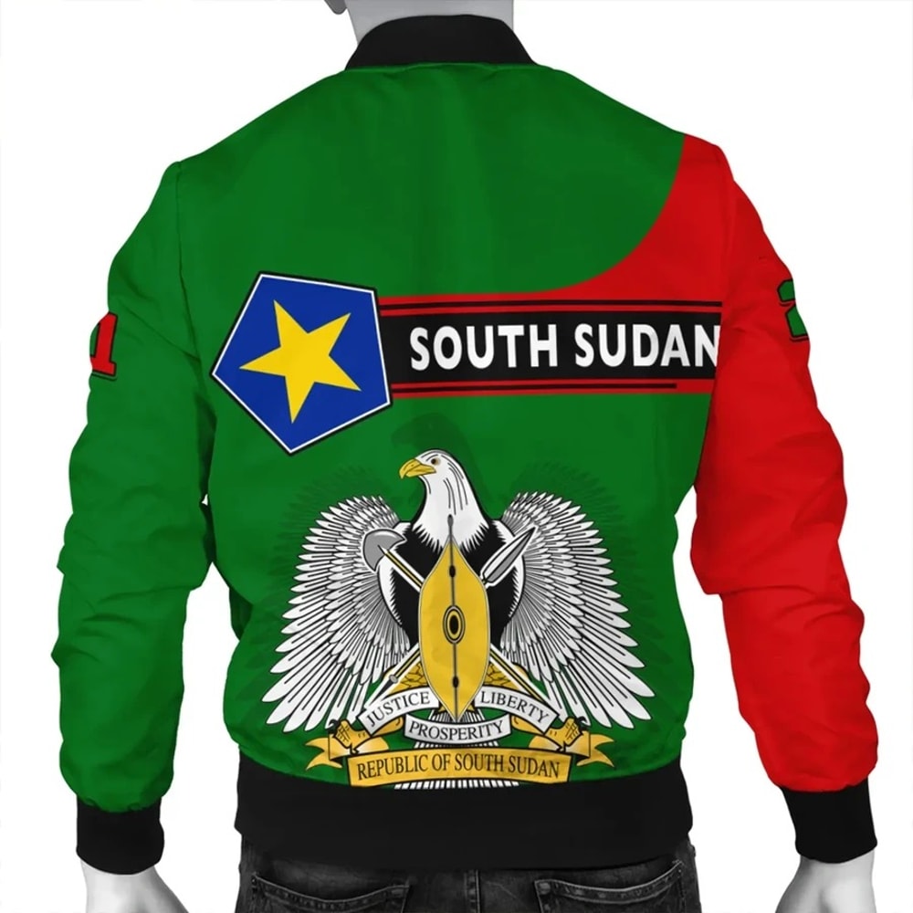 Custom South Sudan Bomber Jacket Pentagon Style, African Bomber Jacket For Men Women
