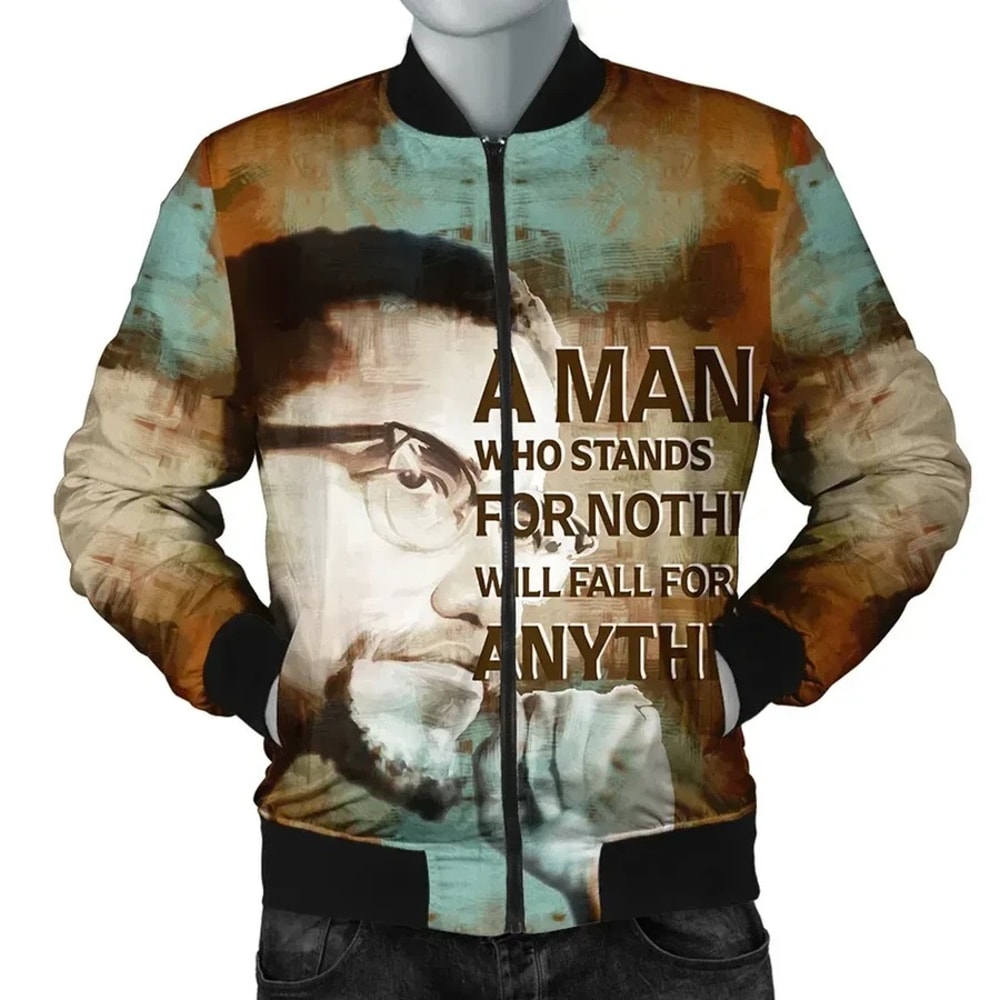 Malcolm X Ver2 Quote Paint Mix Bomber Jacket, African Bomber Jacket For Men Women