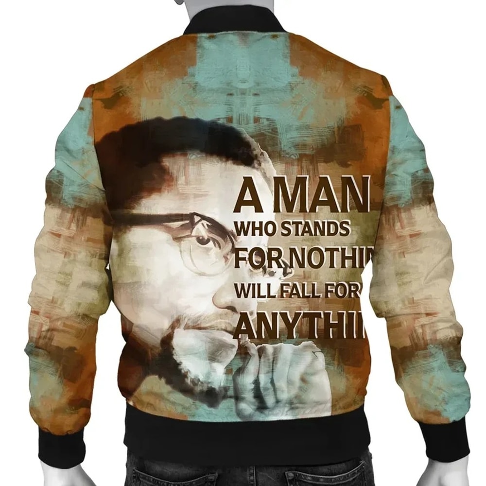 Malcolm X Ver2 Quote Paint Mix Bomber Jacket, African Bomber Jacket For Men Women