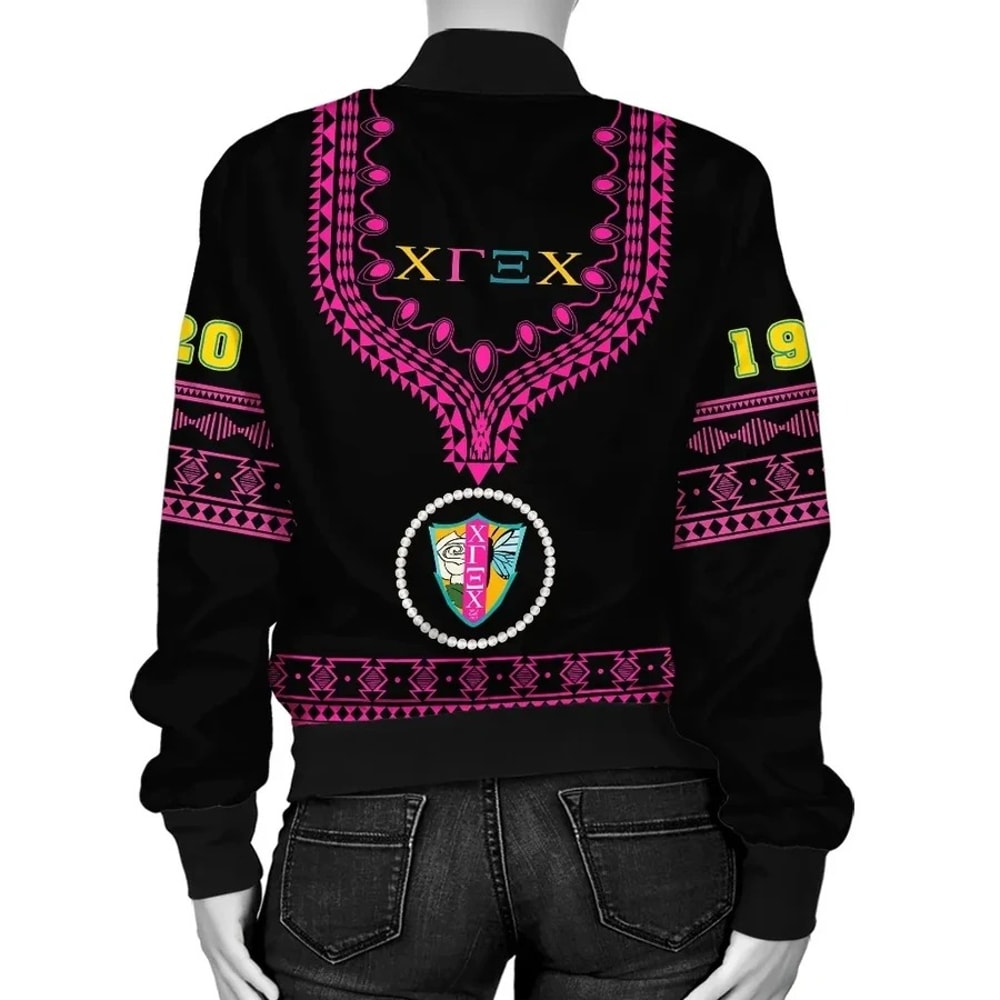 Chi Gamma Xi Chi Dashiki Bomber Jacket - Alva Style, African Bomber Jacket For Men Women