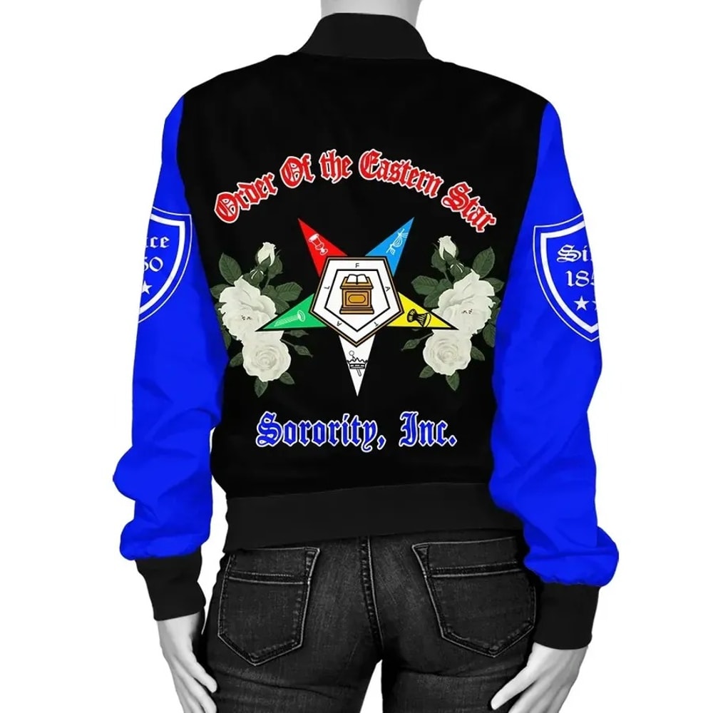 Order Of The Eastern Star White Rose Bomber Jacket, African Bomber Jacket For Men Women