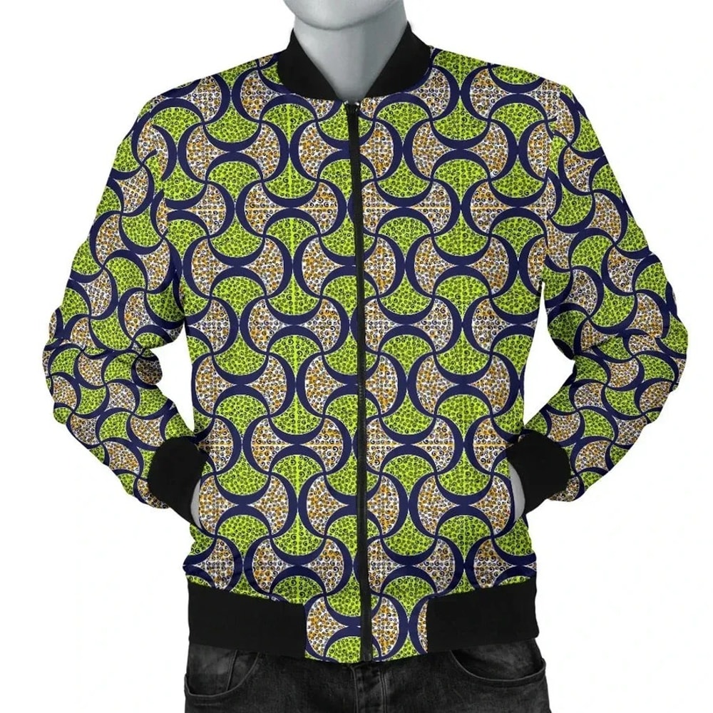 Ankara Cloth - Ogee Drop Bomber Jacket, African Bomber Jacket For Men Women