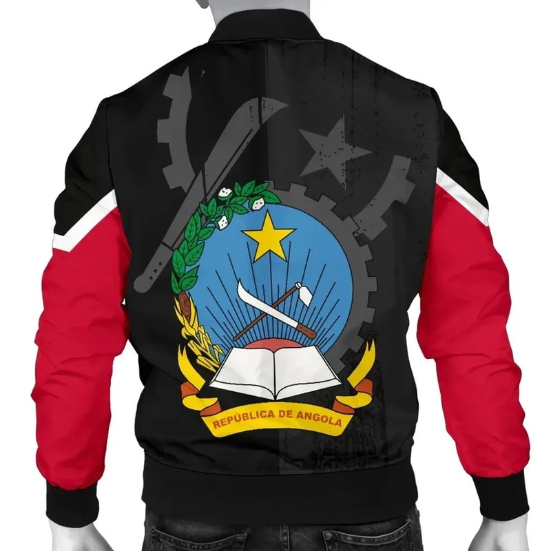 Angola Flag Style Men's Bomber Jacket, African Bomber Jacket For Men Women