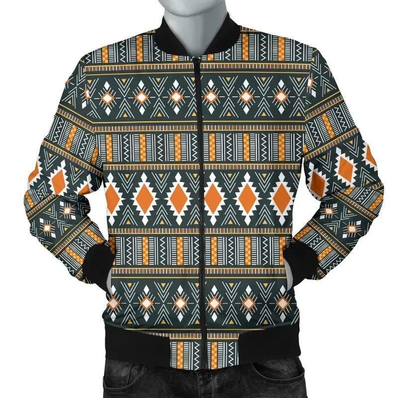 Kente Cloth - Ashanti Geometric Bomber Jacket, African Bomber Jacket For Men Women