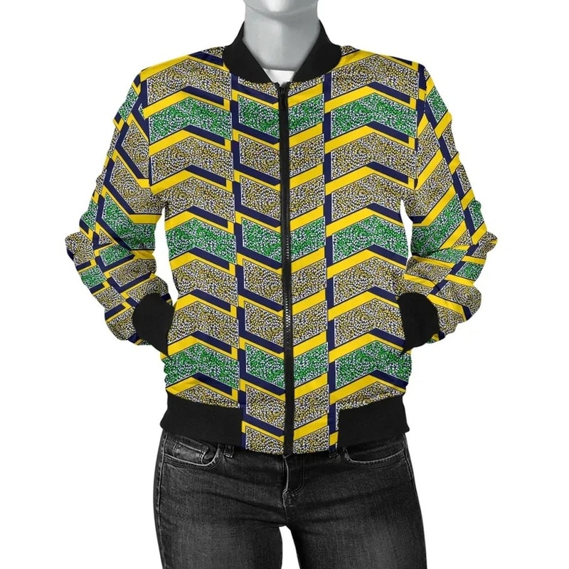 Ankara Cloth - Geometric Bomber Women, African Bomber Jacket For Men Women