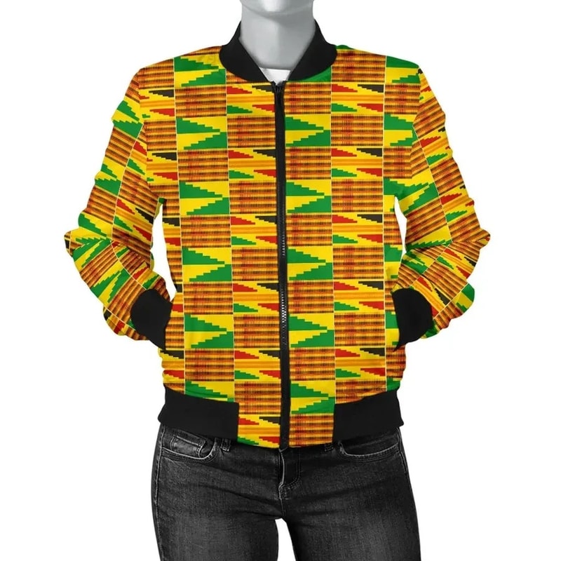 Kente Cloth - Light Adwinasa Bomber Women, African Bomber Jacket For Men Women