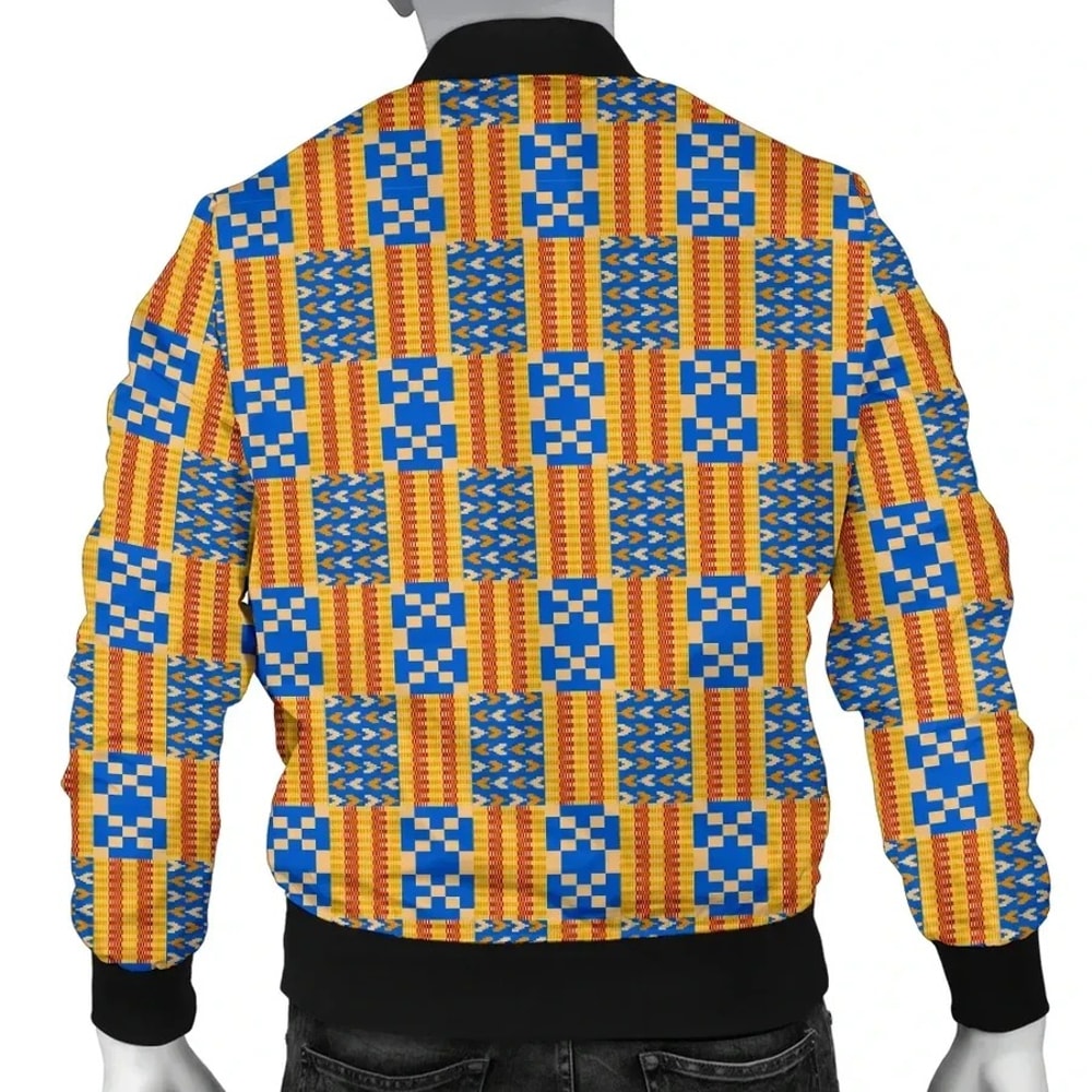 Kente Cloth - Weaving Style Bomber Jacket, African Bomber Jacket For Men Women