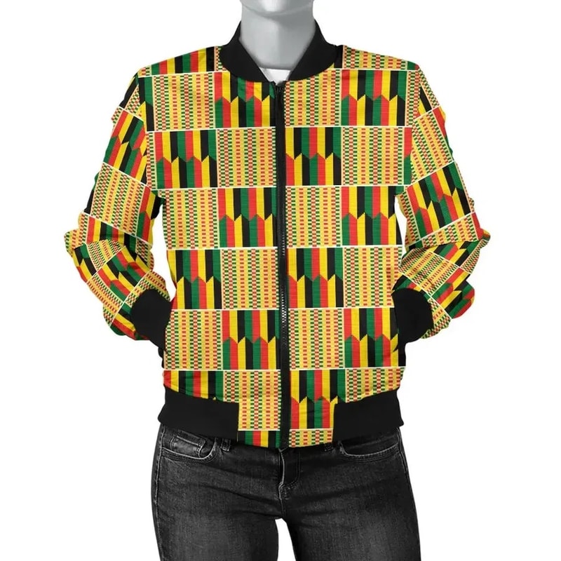 Kente Cloth - Jamaican Concept Bomber Women, African Bomber Jacket For Men Women