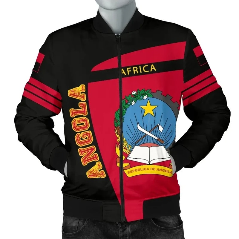 Angola Sport Style Men's Bomber Jacket, African Bomber Jacket For Men Women