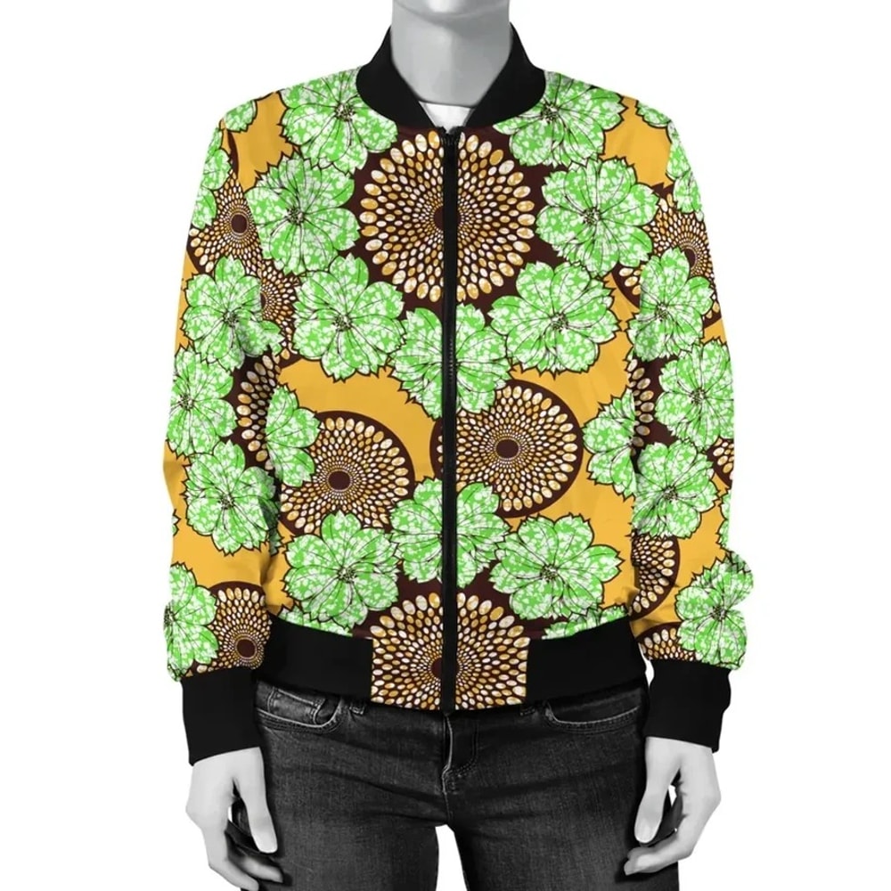 Ankara Flowers Bomber Jacket, African Bomber Jacket For Men Women