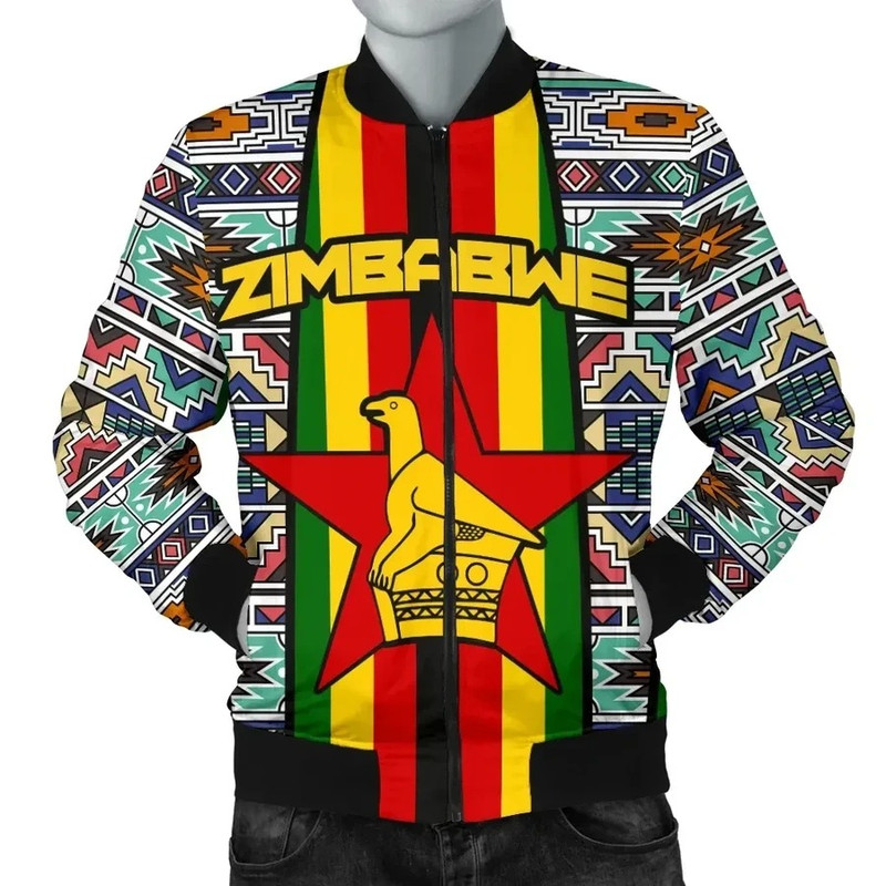Zimbabwe Coat Of Arms Men's Bomber Jacket, African Bomber Jacket For Men Women