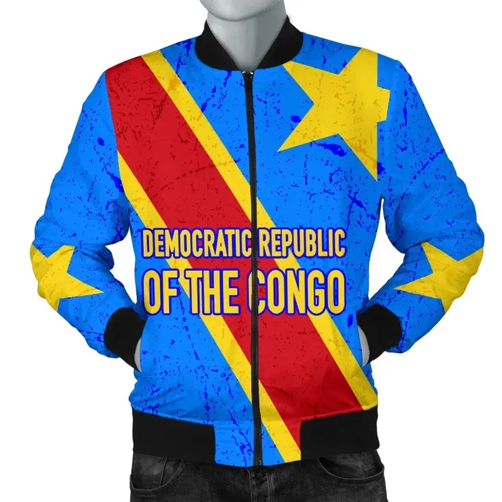 DR Congo Stars Men's Bomber Jacket, African Bomber Jacket For Men Women
