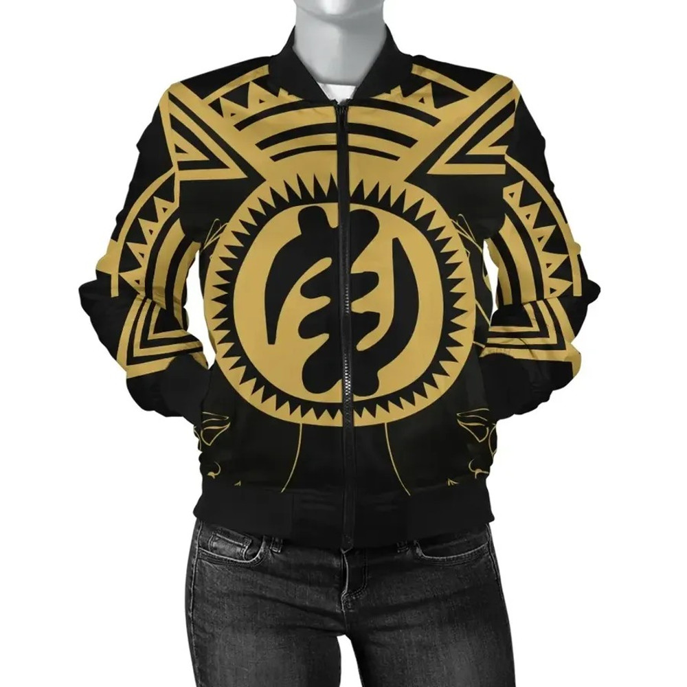 Adinkra Gye Nyame Gold Bomber Jacket, African Bomber Jacket For Men Women