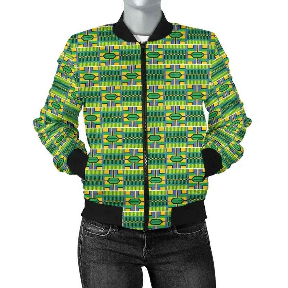 Kente Cloth - Verdurous Bomber Women, African Bomber Jacket For Men Women