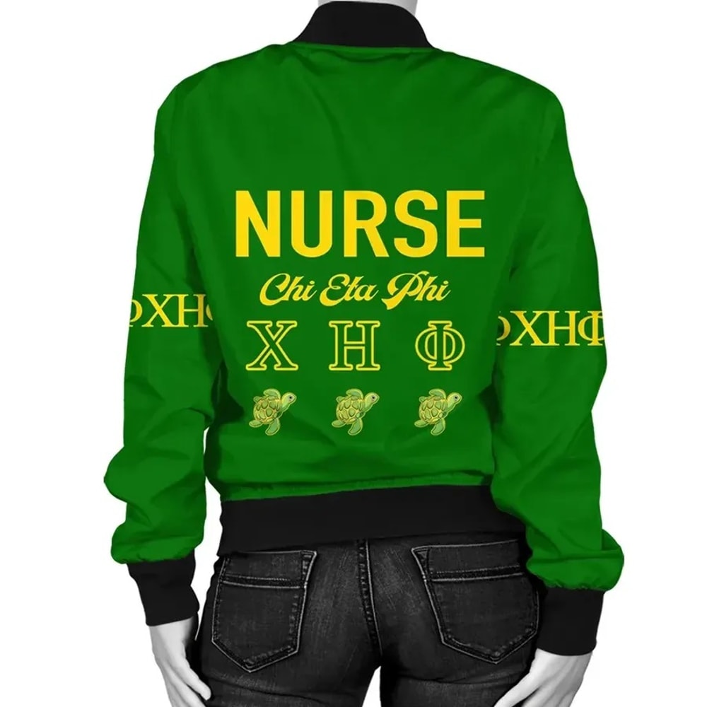 Green Chi Eta Phi Bomber Jacket, African Bomber Jacket For Men Women