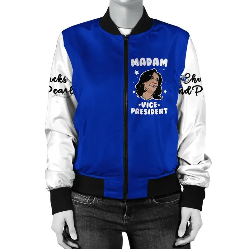 Madam Vice President Blue White Bomber Jacket, African Bomber Jacket For Men Women