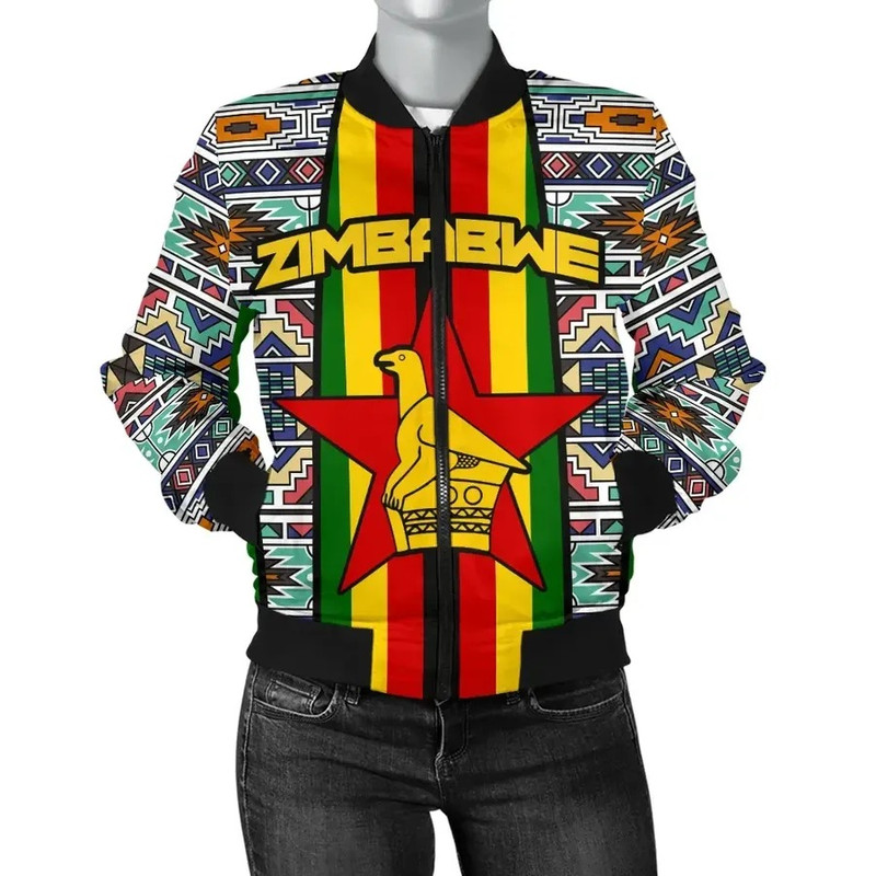 Zimbabwe Coat Of Arms Women's Bomber Jacket, African Bomber Jacket For Men Women