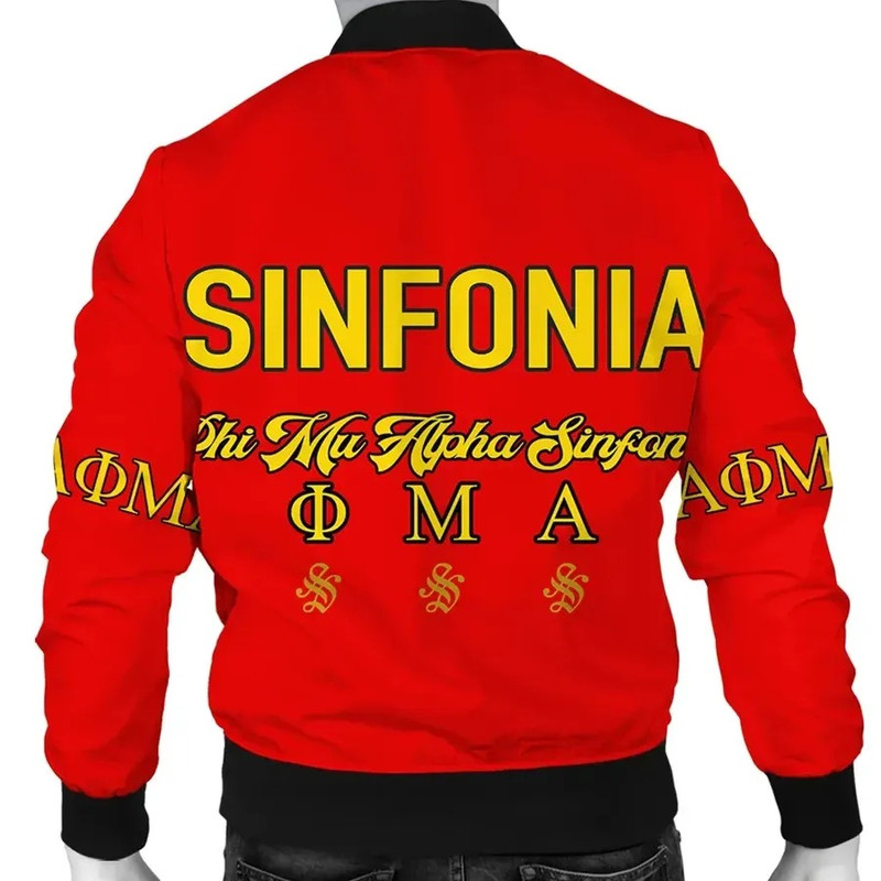 Red Phi Mu Alpha Sinfonia Bomber Jacket, African Bomber Jacket For Men Women