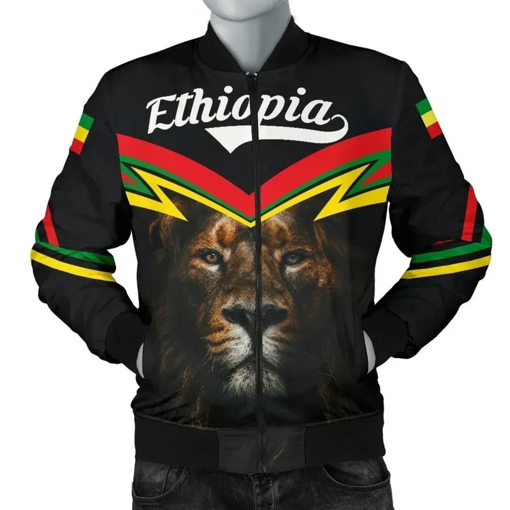 Ethiopia Lion Roar Bomber, African Bomber Jacket For Men Women