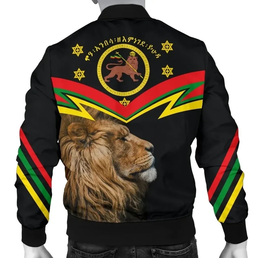 Ethiopia Lion Roar Bomber, African Bomber Jacket For Men Women