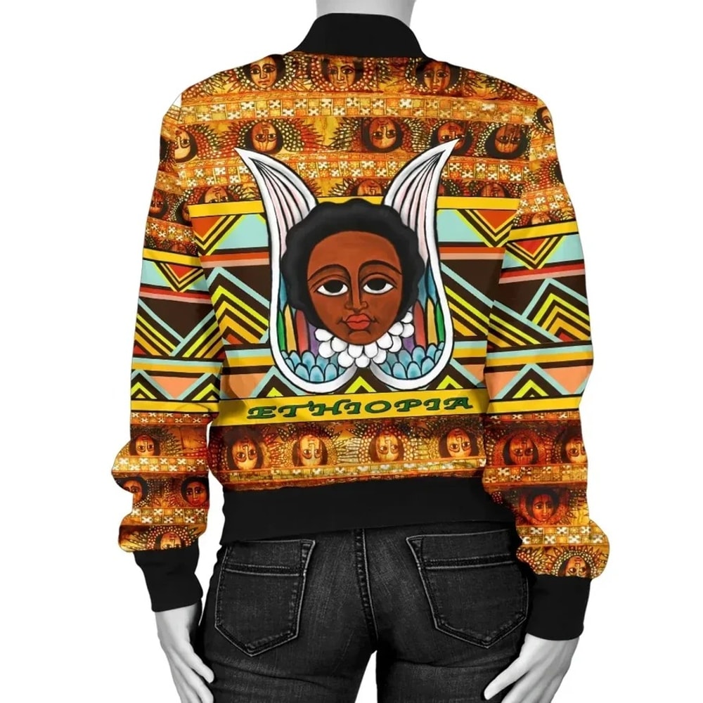Angel Ethiopia Orthodox Women's Bomber Jacket, African Bomber Jacket For Men Women