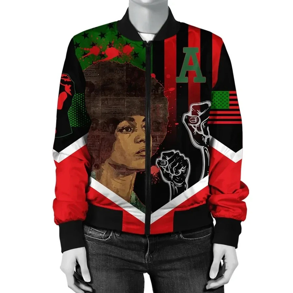 African American Flag Angela Davis Bomber Jacket, African Bomber Jacket For Men Women