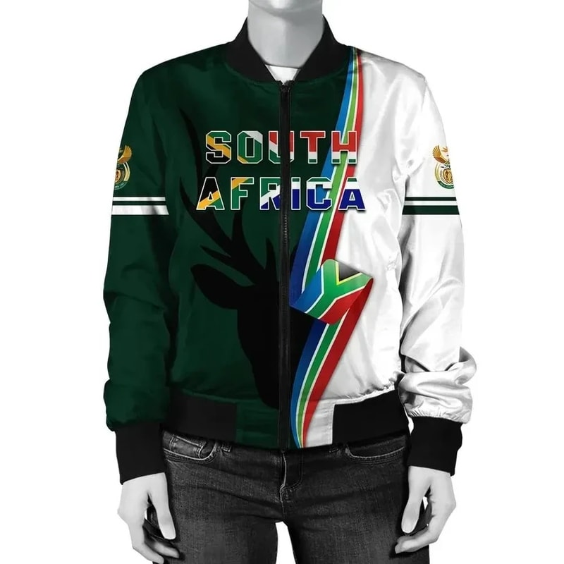South Africa Springbok Flag Bomber Jacket, African Bomber Jacket For Men Women