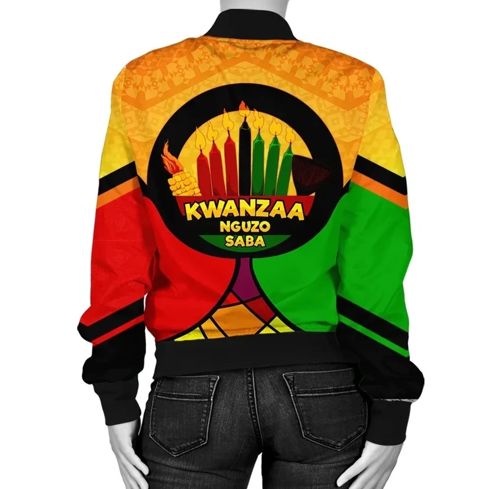 Kwanzaa Nguzo Saba Bomber Jacket, African Bomber Jacket For Men Women