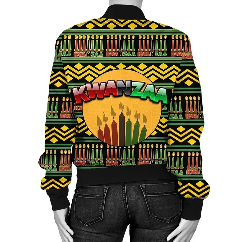 Kwanzaa Seven Candles Bomber Jacket, African Bomber Jacket For Men Women