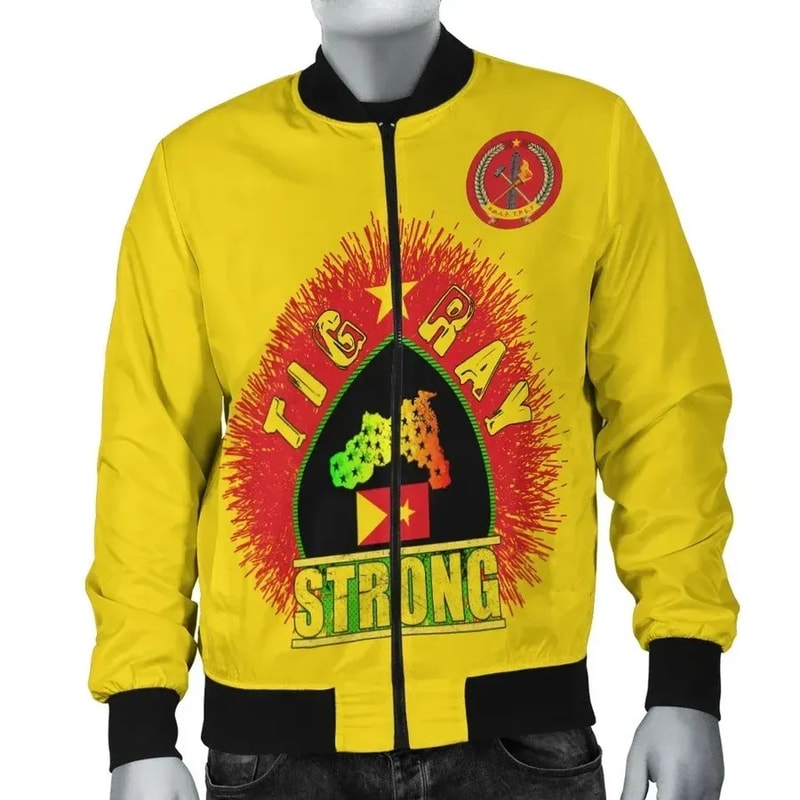 Tigray Strong (Yellow) Bomber Jacket, African Bomber Jacket For Men Women