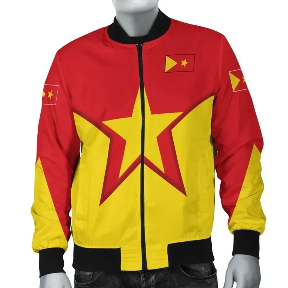 Tigray Flag Star Bomber Jacket, African Bomber Jacket For Men Women