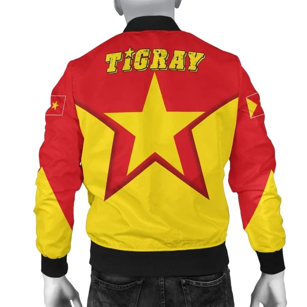 Tigray Flag Star Bomber Jacket, African Bomber Jacket For Men Women