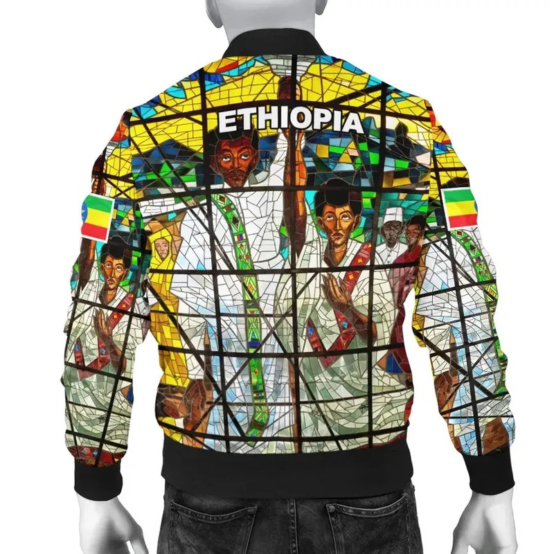 Ethiopia Ethiopian Orthodox Flag Men Bomber Jacket, African Bomber Jacket For Men Women