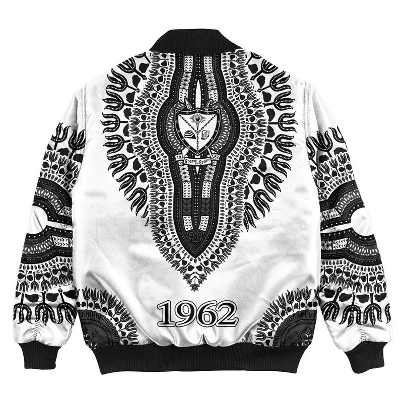 Groove Phi Groove Dashiki (White) Bomber Jackets, African Bomber Jacket For Men Women