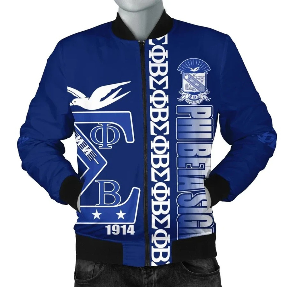 Blue Phi Beta Sigma Bomber Jacket, African Bomber Jacket For Men Women