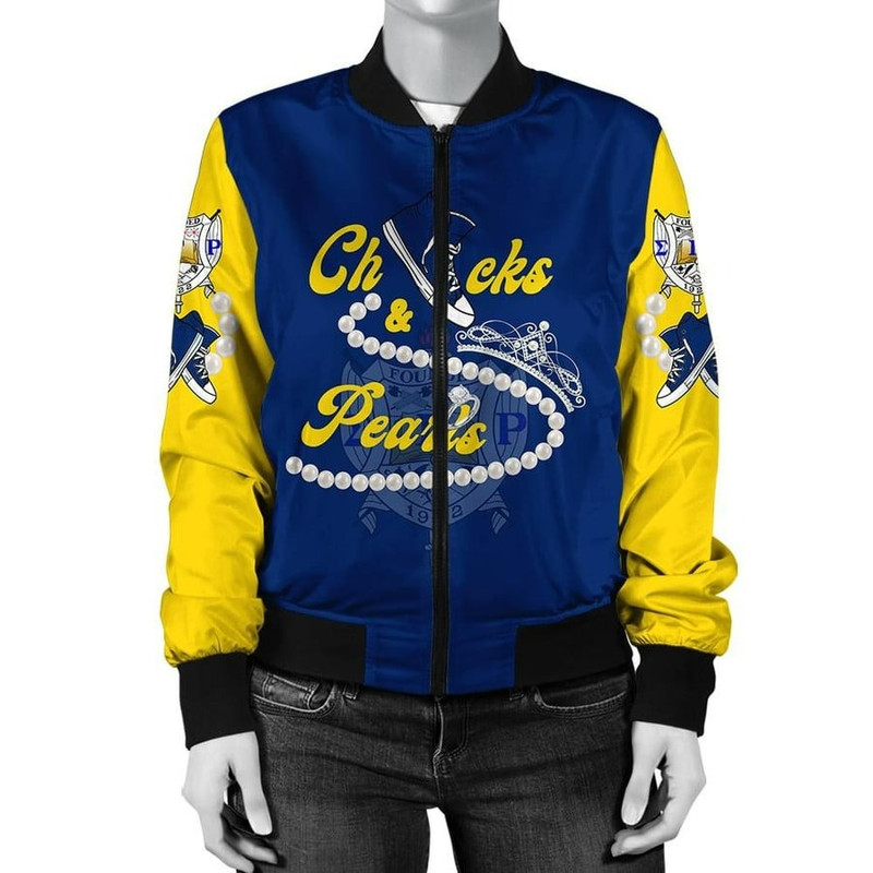 Sigma Gamma Rho Chucks And Pearls Bomber Jacket K.H Pearls, African Bomber Jacket For Men Women