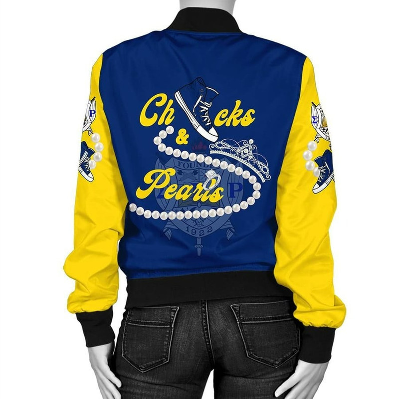 Sigma Gamma Rho Chucks And Pearls Bomber Jacket K.H Pearls, African Bomber Jacket For Men Women