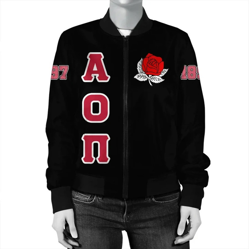 Alpha Omicron Pi Letters Bomber Jacket, African Bomber Jacket For Men Women