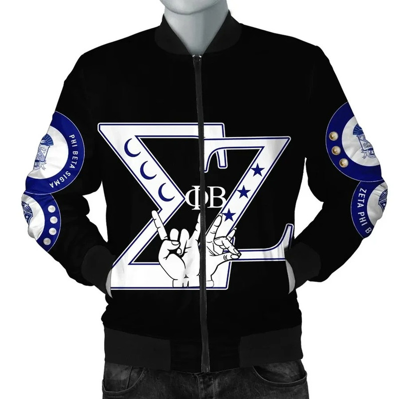Phi Beta Sigma Zeta Phi Beta Black Bomber Jacket, African Bomber Jacket For Men Women