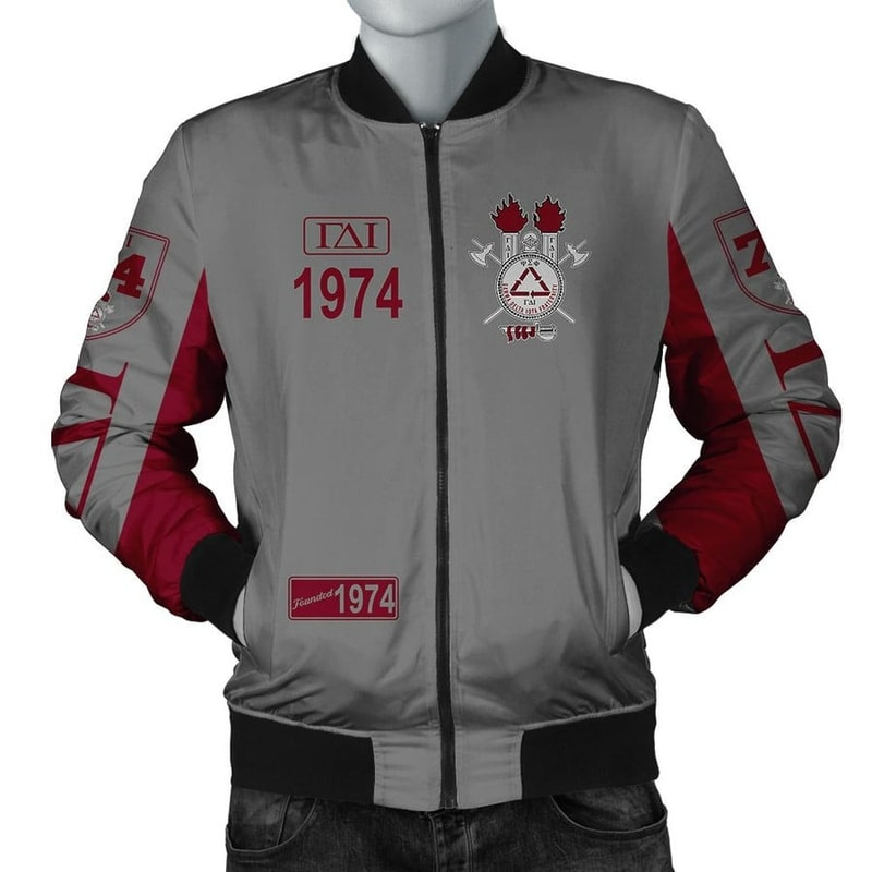 Gamma Delta Iota Frat 1974 Grey Bomber Jacket