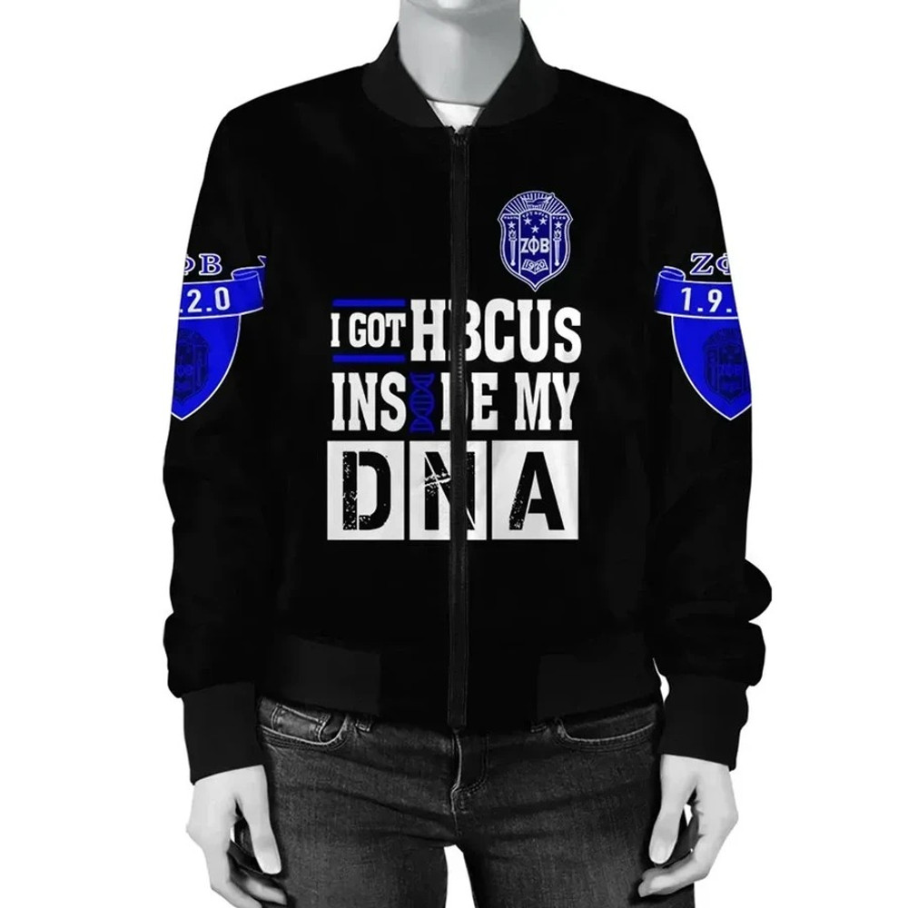 Zeta Phi Beta HBCU DNA Bomber Jacket, African Bomber Jacket For Men Women
